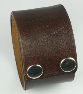 1 5/8" Wide Brown Leather Wristband