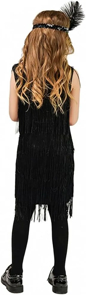 20s Flapper Dresses for Girls Salsa Latin Dance Dress 1920s Gatsby Tassel Fringe Flapper Dress   Feather Headband Dancewear