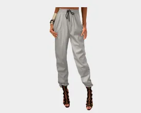 73 Powder Gray Vegan Leather Weekender Pants - The Bond Street