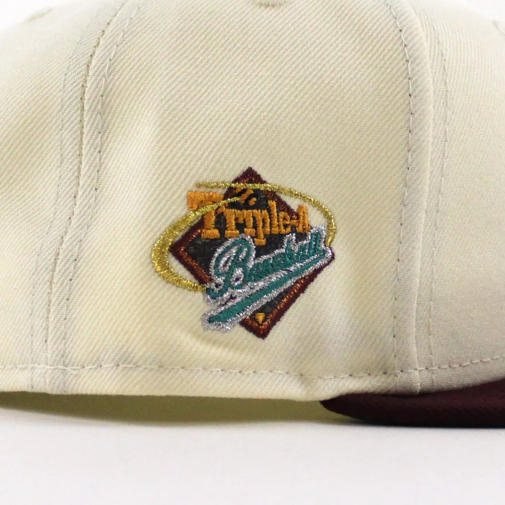 ALBUQUERQUE ISOTOPES Triple A Baseball New Era 59Fifty Fitted Hat (Chrome Maroon Aqua Under Brim)