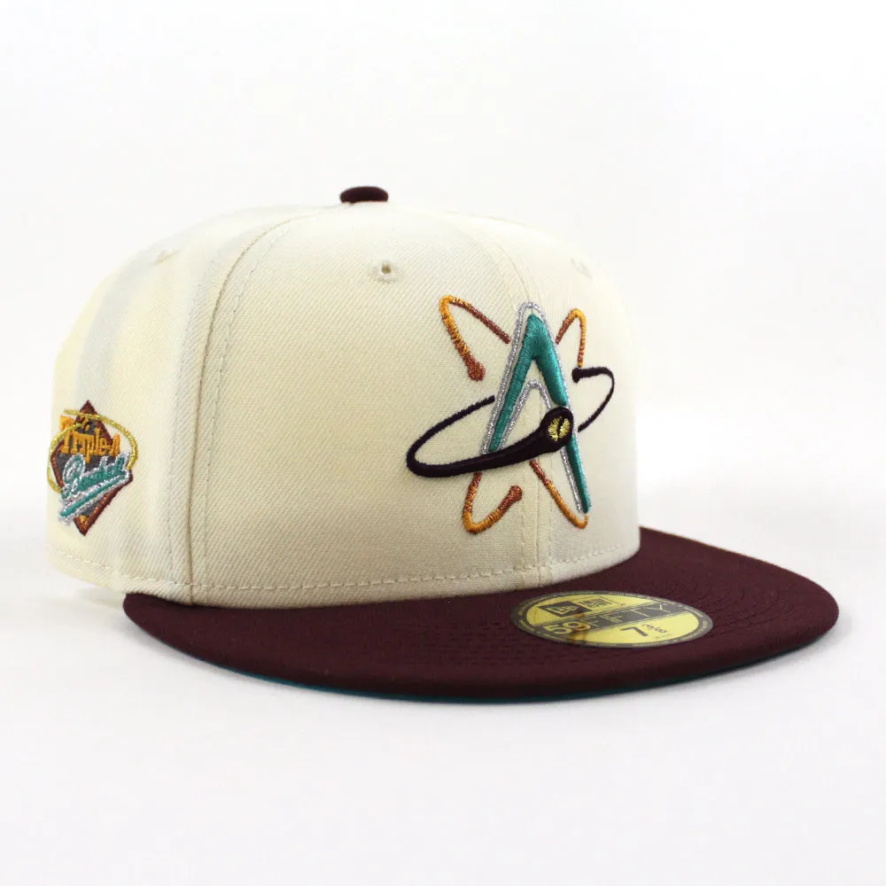 ALBUQUERQUE ISOTOPES Triple A Baseball New Era 59Fifty Fitted Hat (Chrome Maroon Aqua Under Brim)