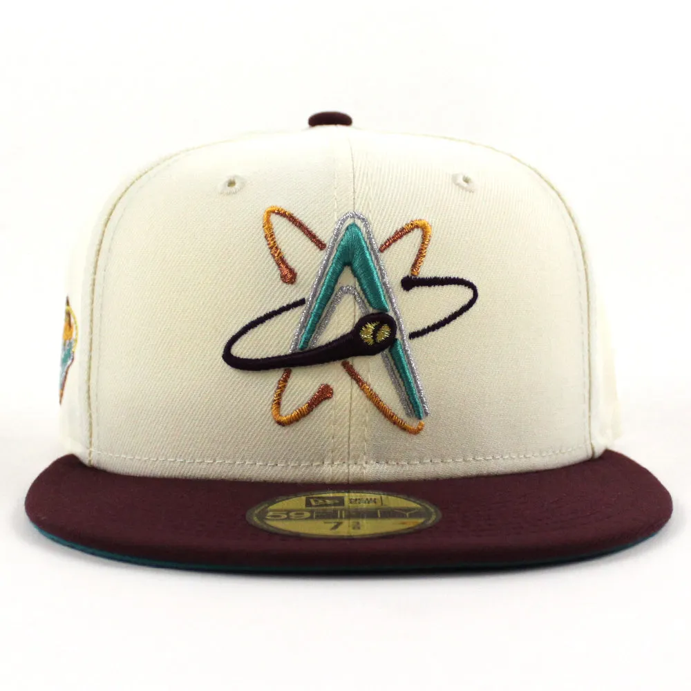 ALBUQUERQUE ISOTOPES Triple A Baseball New Era 59Fifty Fitted Hat (Chrome Maroon Aqua Under Brim)