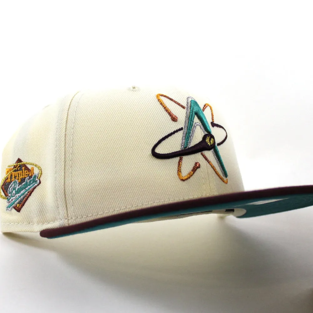 ALBUQUERQUE ISOTOPES Triple A Baseball New Era 59Fifty Fitted Hat (Chrome Maroon Aqua Under Brim)