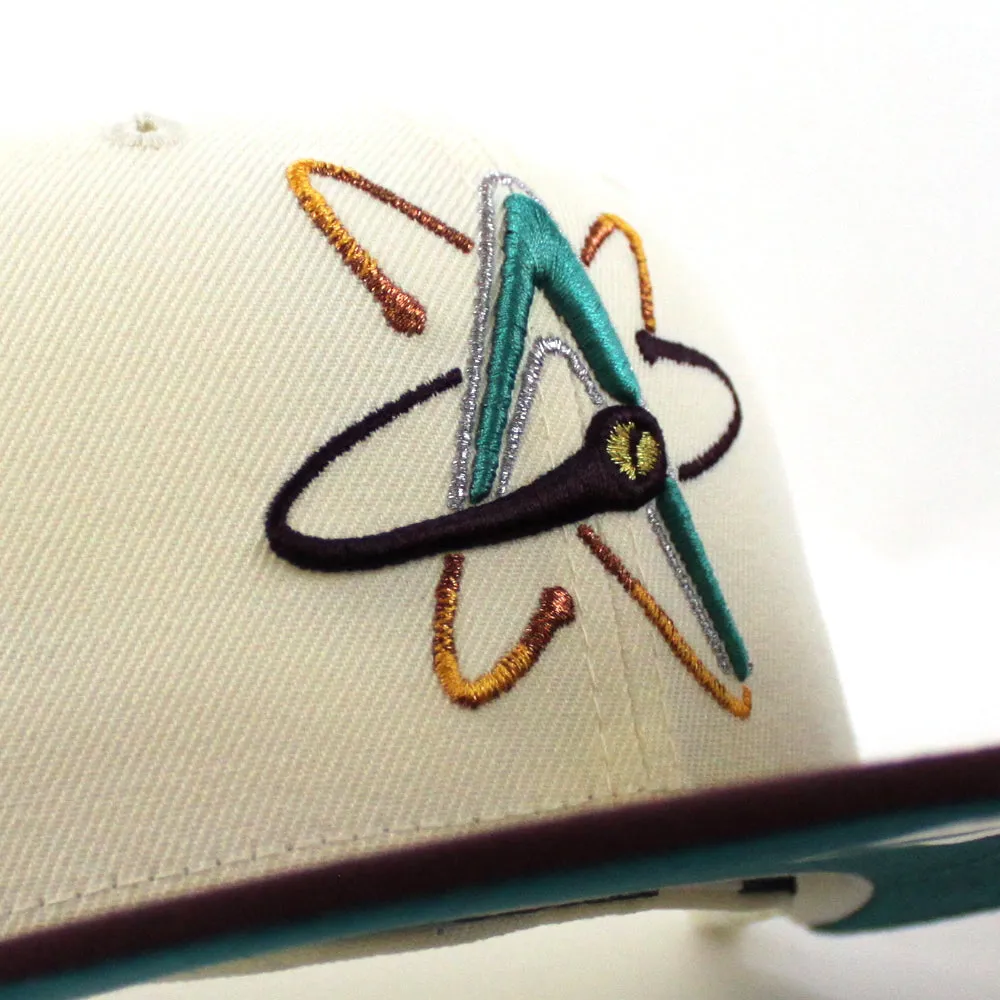 ALBUQUERQUE ISOTOPES Triple A Baseball New Era 59Fifty Fitted Hat (Chrome Maroon Aqua Under Brim)