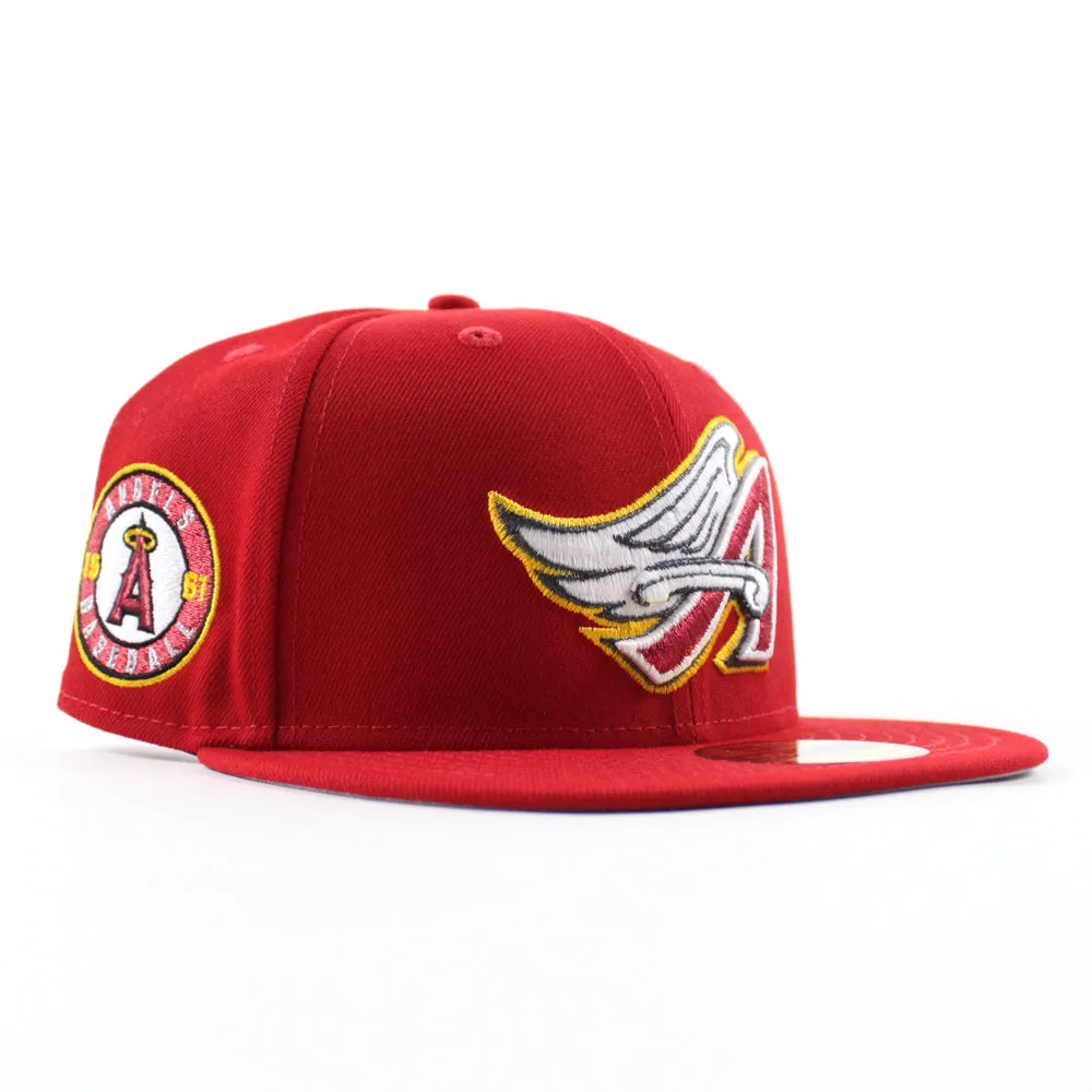 Anaheim Angels 1961 Angels Baseball New Era 59Fifty Fitted Hat (Scarlet Red Gray Under Brim)