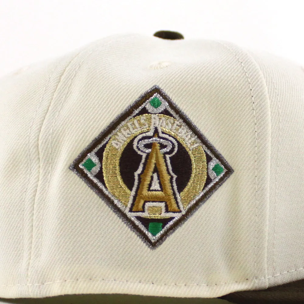 Anaheim Angels Angels BaseBall Patch New Era 59Fifty Fitted Hat (Chrome White Walnut Green Under Brim)