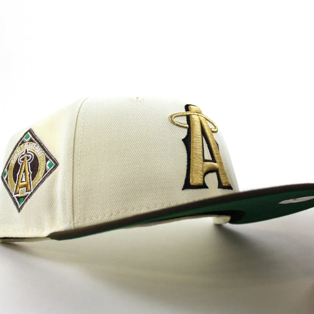Anaheim Angels Angels BaseBall Patch New Era 59Fifty Fitted Hat (Chrome White Walnut Green Under Brim)