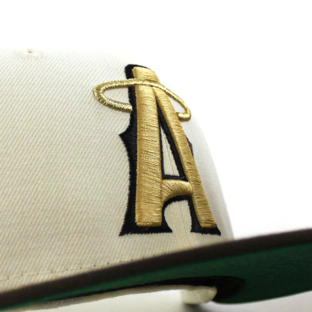 Anaheim Angels Angels BaseBall Patch New Era 59Fifty Fitted Hat (Chrome White Walnut Green Under Brim)