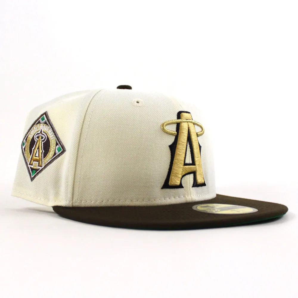 Anaheim Angels Angels BaseBall Patch New Era 59Fifty Fitted Hat (Chrome White Walnut Green Under Brim)