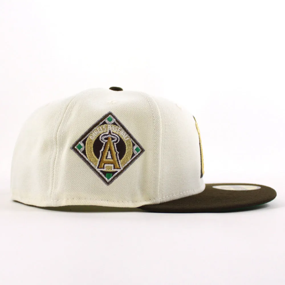 Anaheim Angels Angels BaseBall Patch New Era 59Fifty Fitted Hat (Chrome White Walnut Green Under Brim)
