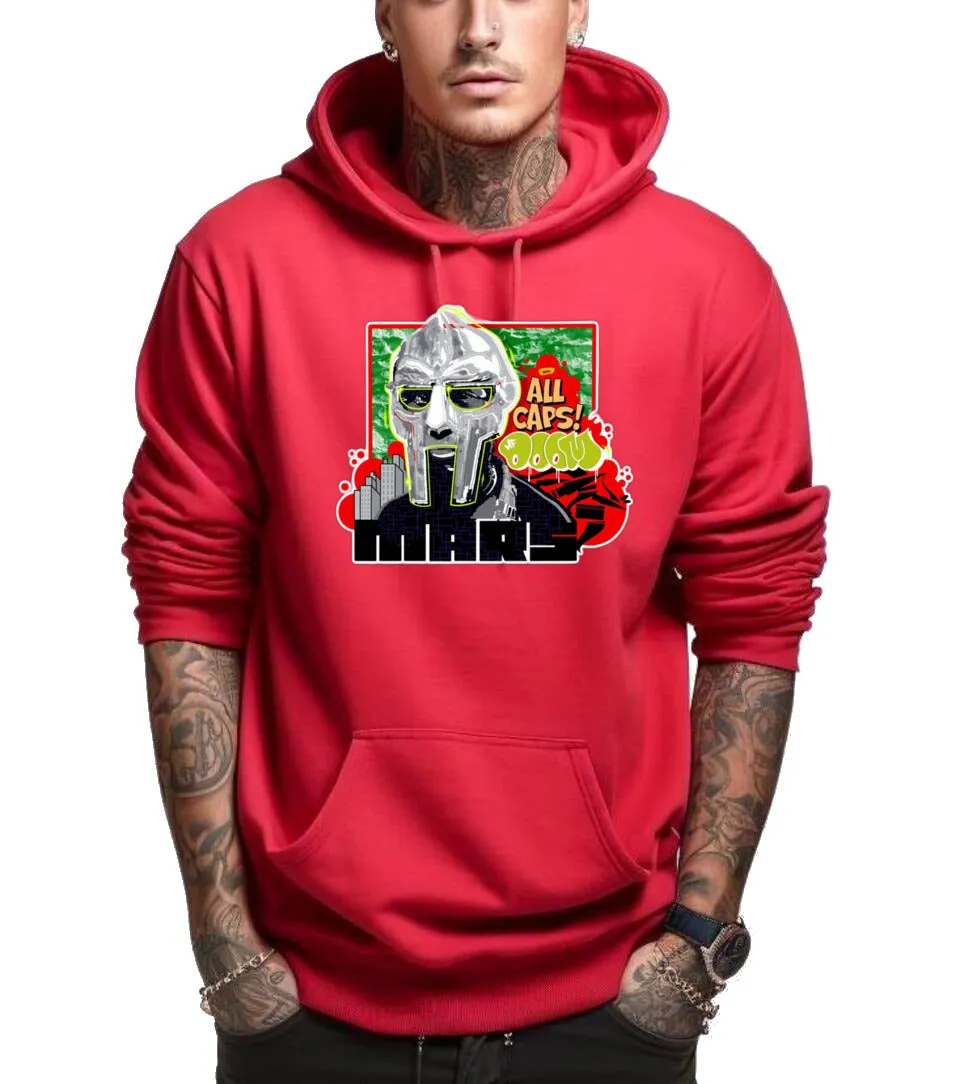 Art Society x MARS x MF DOOM ALL CAPS HOODIE RED