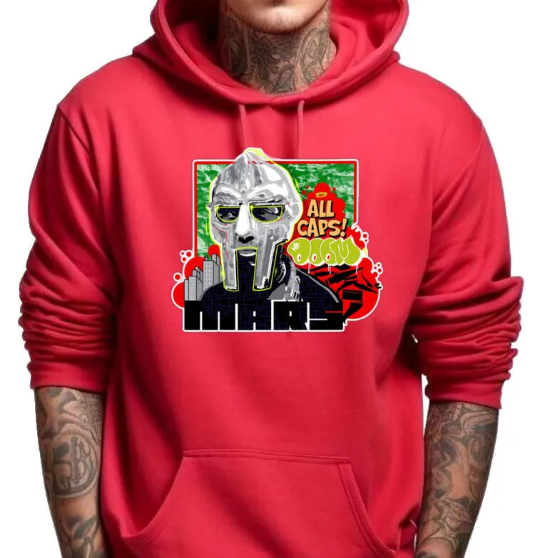 Art Society x MARS x MF DOOM ALL CAPS HOODIE RED
