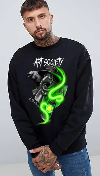 Art Society x Retro Kings PLAGUE DOCTOR CREW SWEATER BLACK