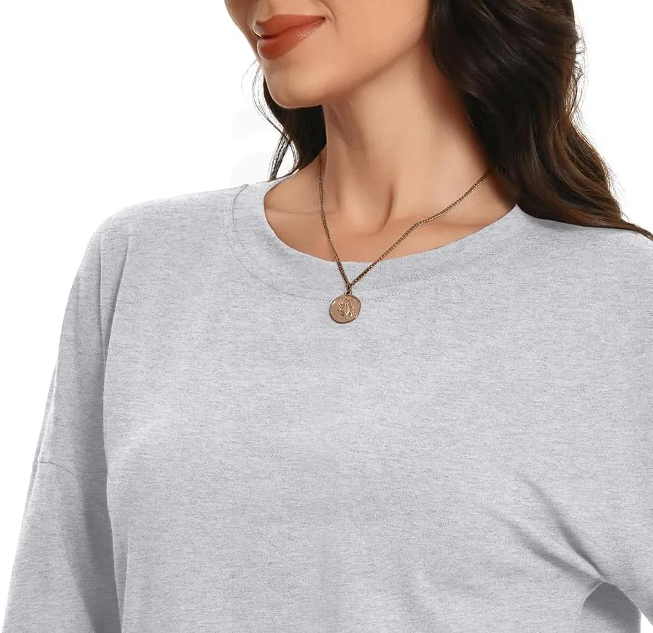 Auriviz Womens Long Sleeve Shirts Loose Fitted Crewneck Basic Tops Casual Tees Outfits Spring Clothes 2025