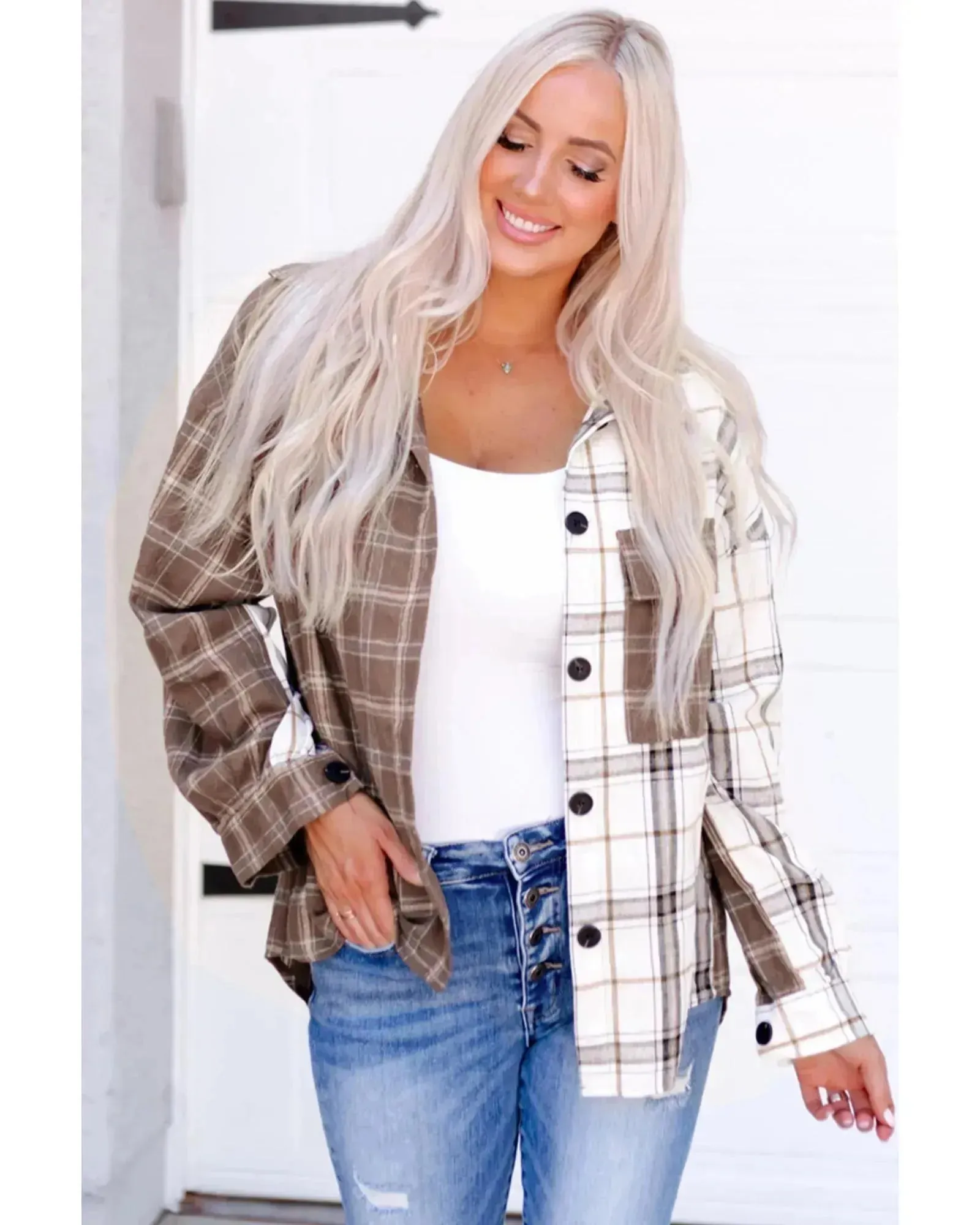 Azura Exchange Plaid Oversized Shirt - M