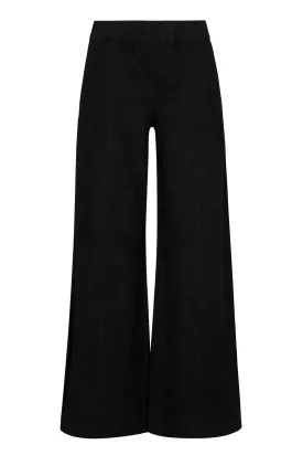 Black Suede Wide Leg Trousers