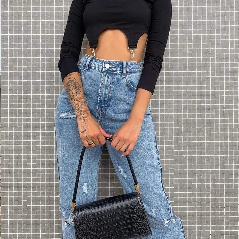 Boyfriend Cut Ripped Jeans