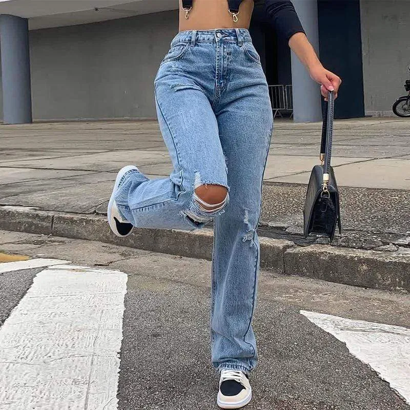 Boyfriend Cut Ripped Jeans
