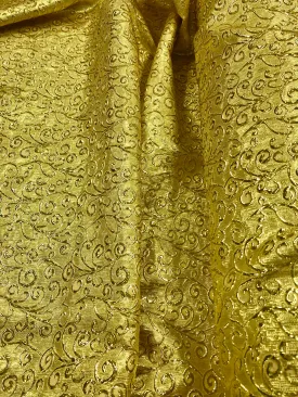 Brocade - 59-inches Wide Bright Gold Swirl
