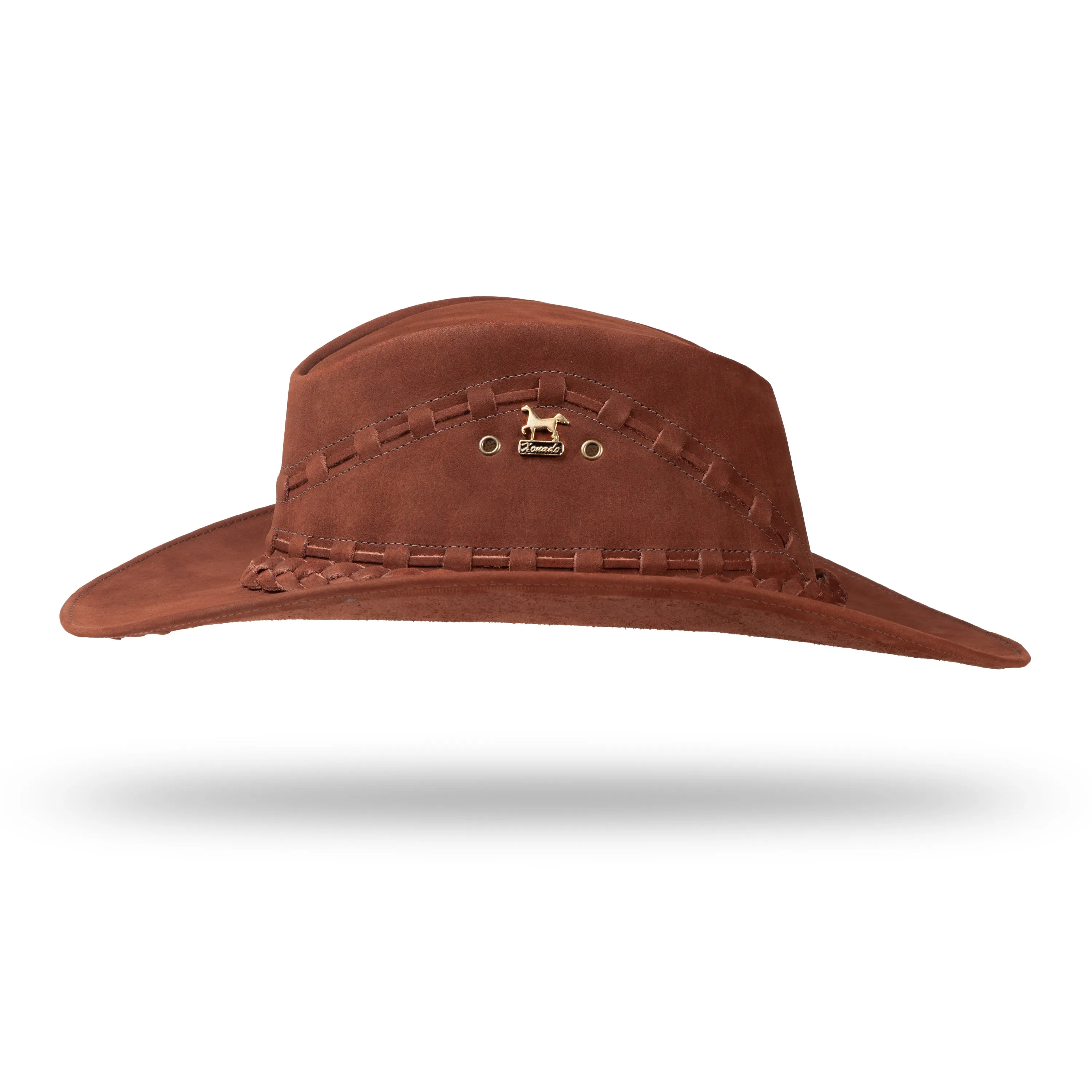 Brunello's Western Leather Hat in Terracotta Brown