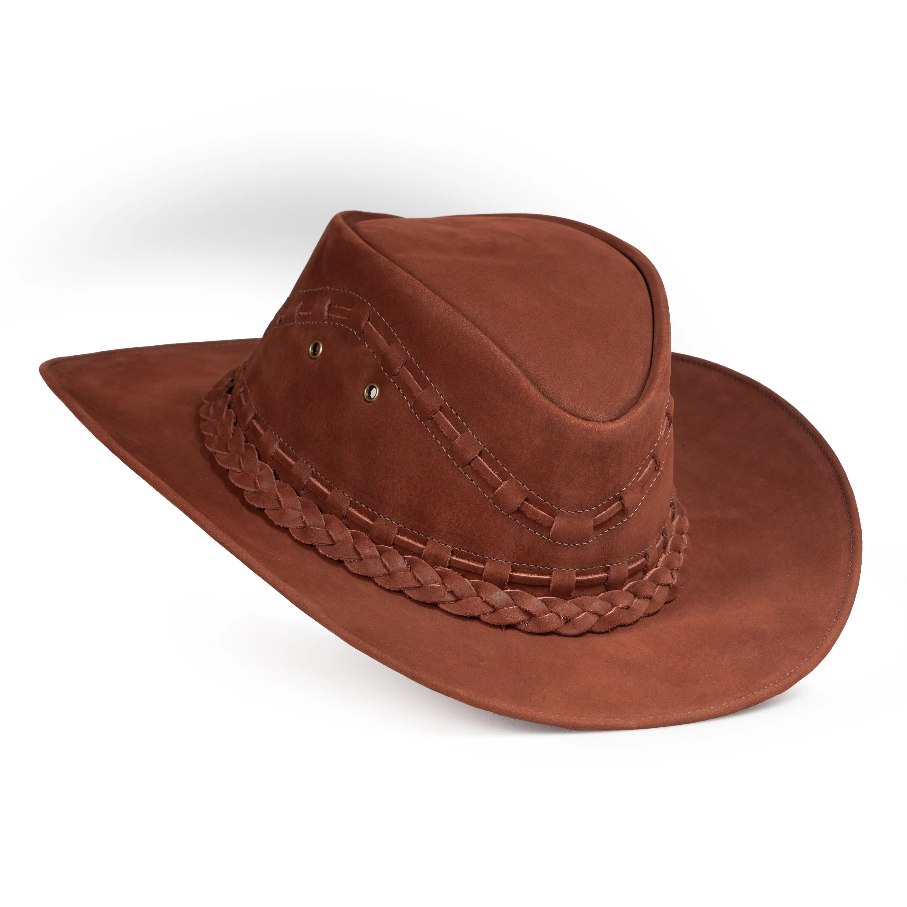 Brunello's Western Leather Hat in Terracotta Brown