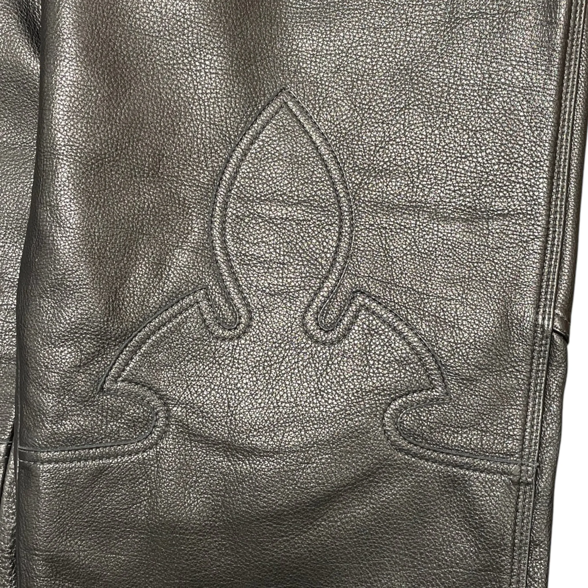 Chrome Hearts Leather Le Fleur Knee Leather Carpenter Pants Black