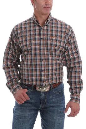Cinch Navy, Brown and White Plaid L/S Shirt