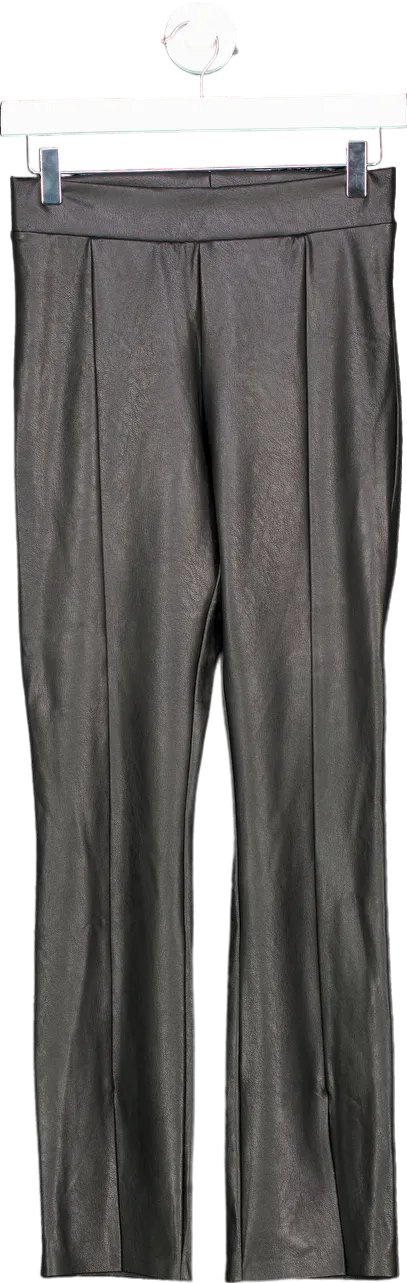 Commando Black Faux Leather Front Slit Pants UK S