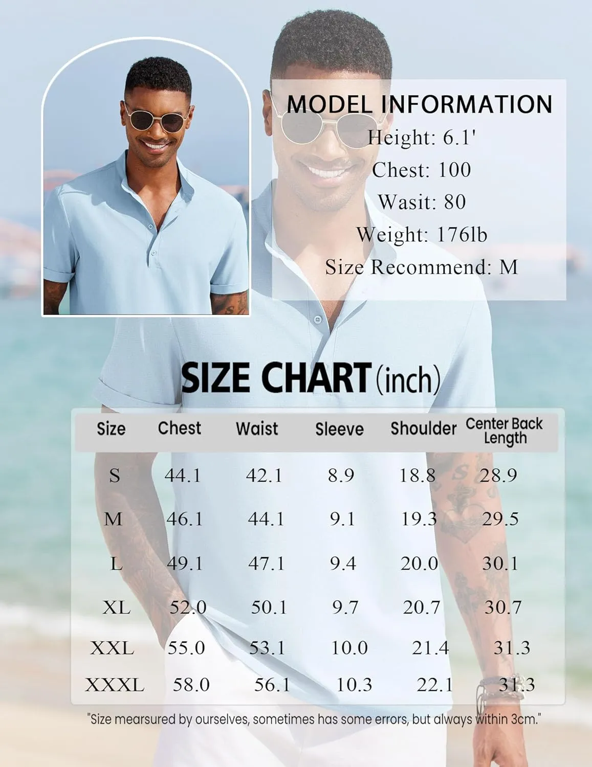COOFANDY Men's Casual Henley Shirt Short Sleeve Band Collar Shirt Summer Beach Hippie Vacation T Shirt with Button