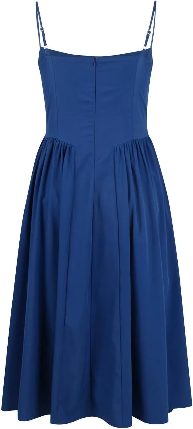 Corset Dress for Women Formal Elegant Spaghetti Strap Bustier Dress Floral Pleated Hem Cocktail Dress with Pockets