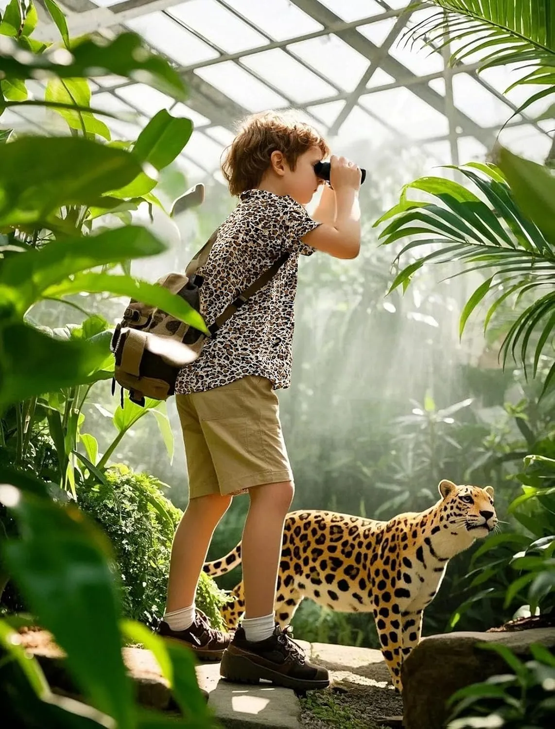 COSLAND Boys' Animal Print Hawaiian Shirt Kids' Novelty Button Down Shirt, X-Small-Large