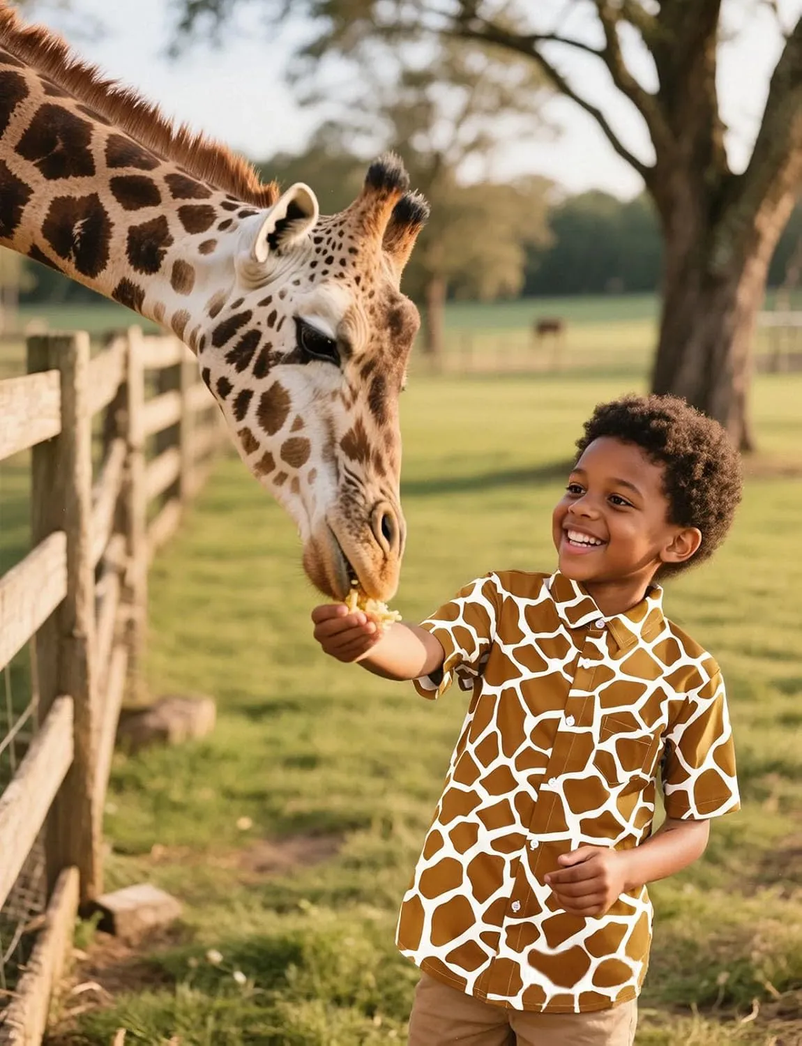 COSLAND Boys' Animal Print Hawaiian Shirt Kids' Novelty Button Down Shirt, X-Small-Large