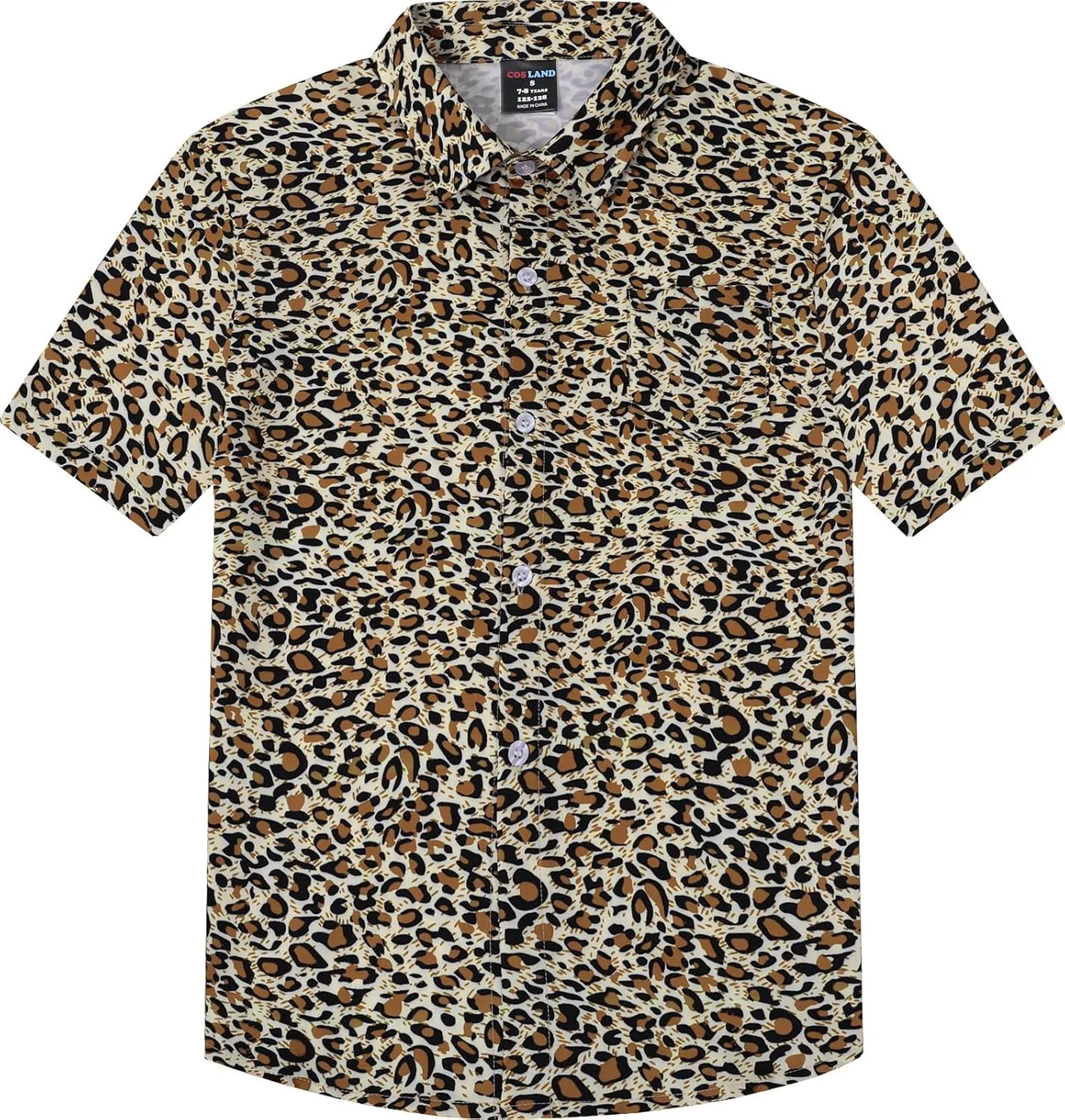 COSLAND Boys' Animal Print Hawaiian Shirt Kids' Novelty Button Down Shirt, X-Small-Large