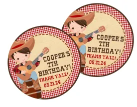 Cowboy Birthday Party Stickers Or Favor Tags