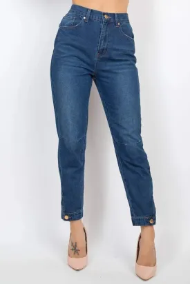 Cuffed-button Mom Jeans