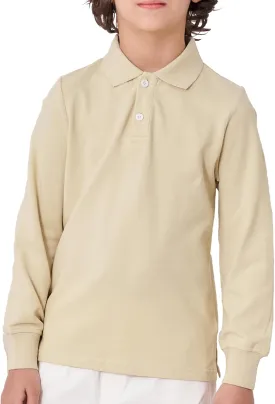 CUNYI Boys Polo Shirt Long Sleeve Cotton School Uniform Shirt Pique Tee Kids Golf Tops