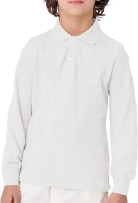 CUNYI Boys Polo Shirt Long Sleeve Cotton School Uniform Shirt Pique Tee Kids Golf Tops
