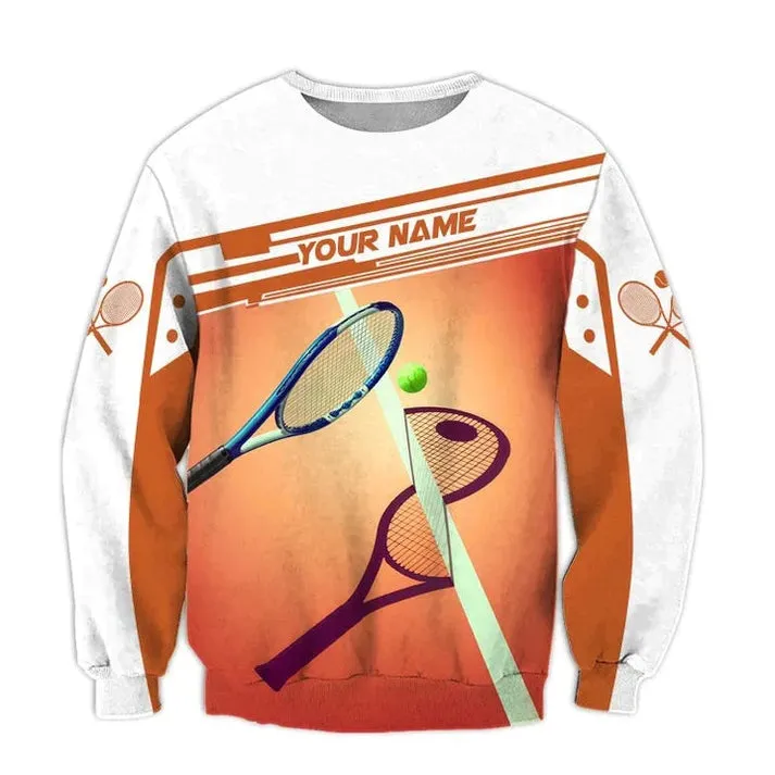 Custom 3D Print Zip Hoodie For Tennis Player, Women Tennis Sweatshirt, Men Tennis Player Gift