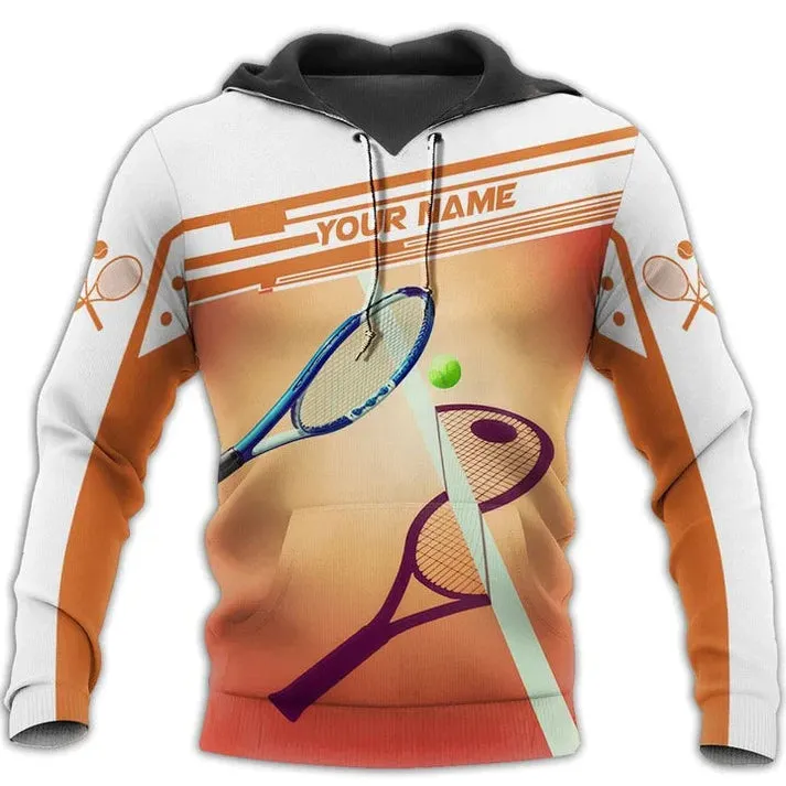 Custom 3D Print Zip Hoodie For Tennis Player, Women Tennis Sweatshirt, Men Tennis Player Gift