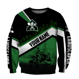 Custom Name Landscaper Operating Lawn Tractor 3D All Over Printed Sweatshirt Hoodie Shirts