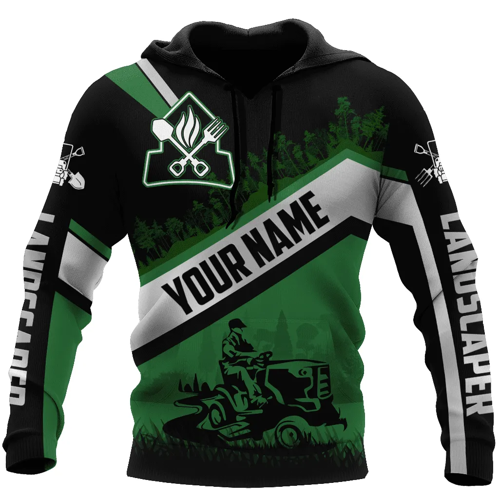 Custom Name Landscaper Operating Lawn Tractor 3D All Over Printed Sweatshirt Hoodie Shirts