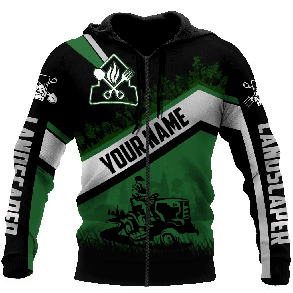 Custom Name Landscaper Operating Lawn Tractor 3D All Over Printed Sweatshirt Hoodie Shirts