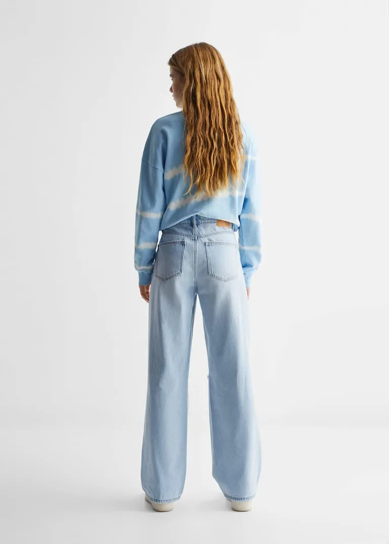 Decorative ripped wideleg jeans