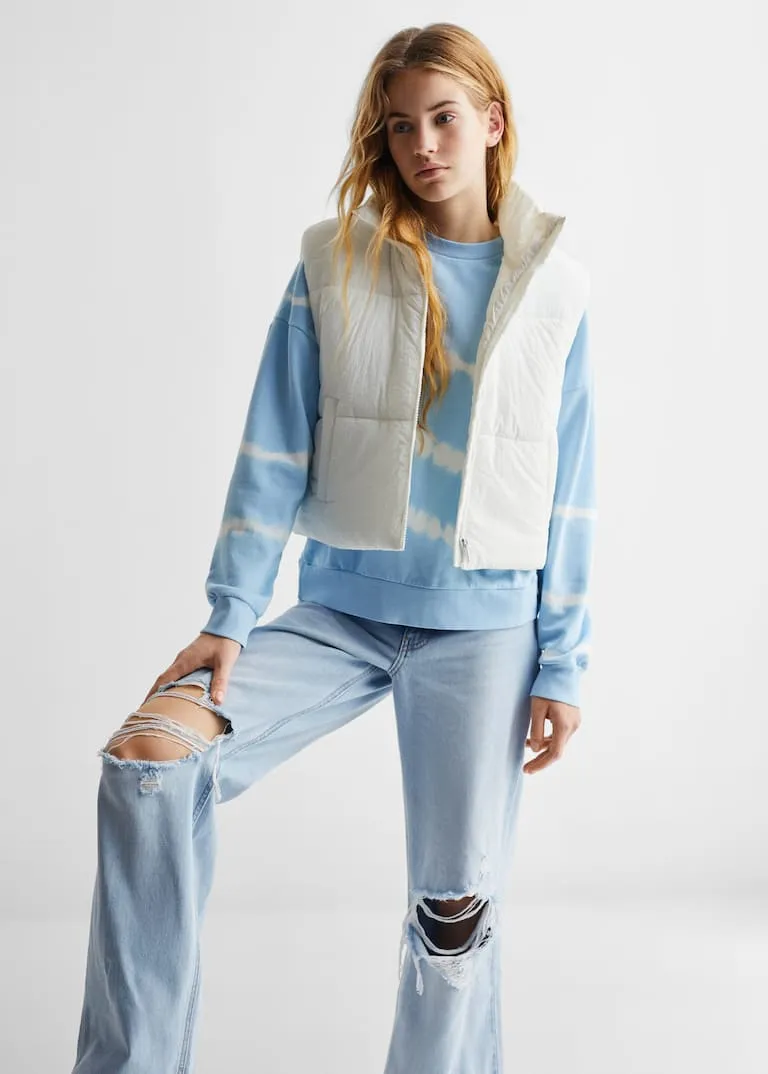 Decorative ripped wideleg jeans