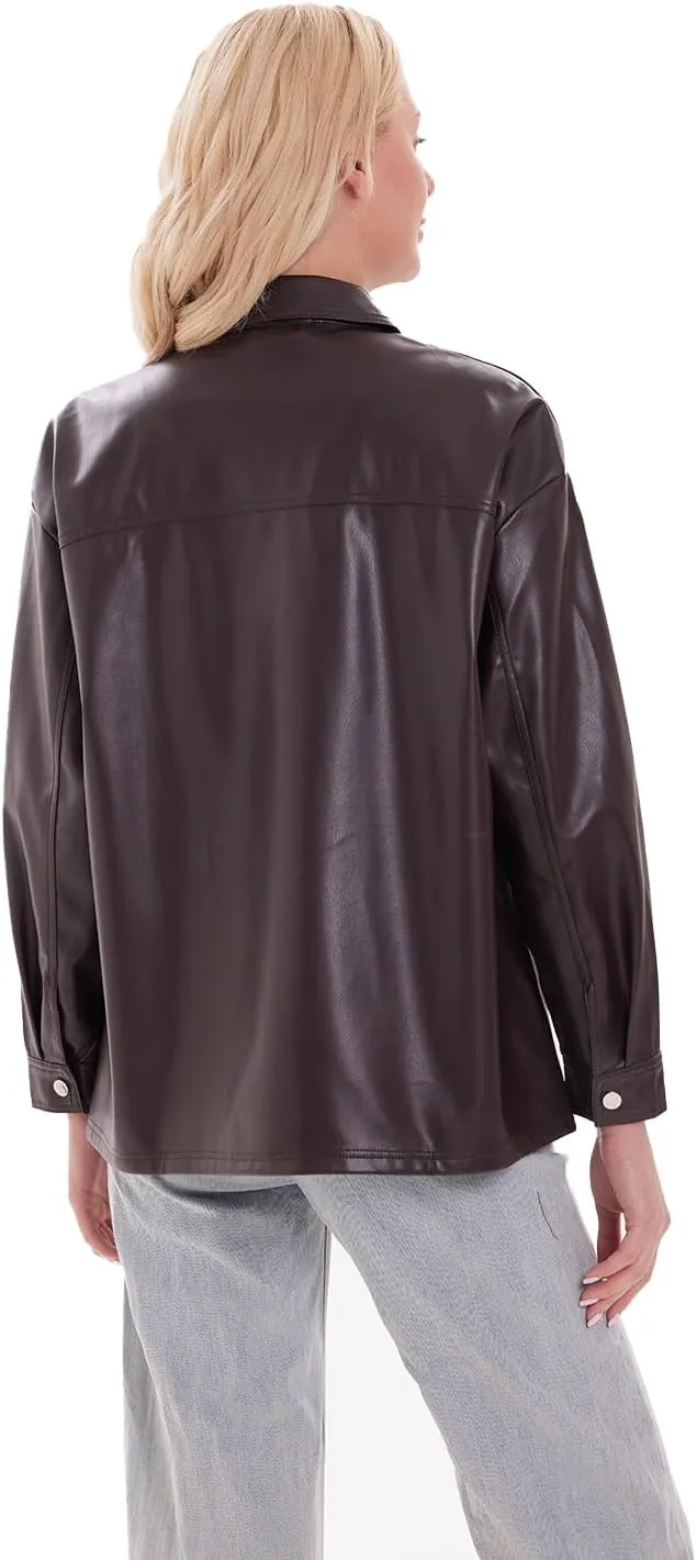 DIASHINY Faux Leather Jacket For Women, Zip Up Moto Biker Coat, Short PU Motorcycle Outwear