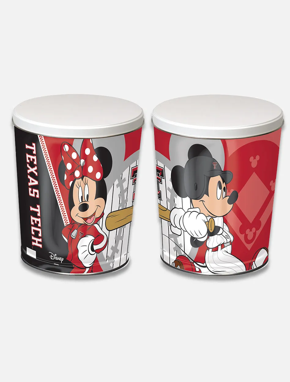 Disney x RRO Texas Tech Mickey and Minnie Baseball Popcorn Tin