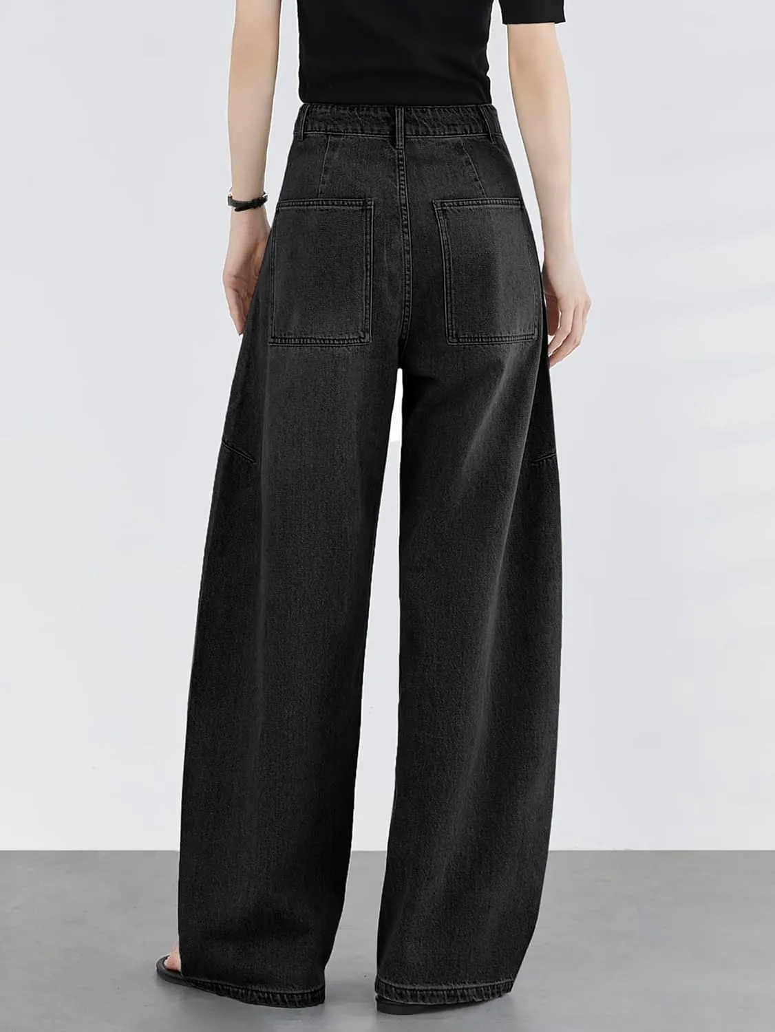 EMMIOL Women Hip Hop Baggy Jeans Wide Leg Mid-Low Waist Jeans Loose Boyfriends Pants 90s Vintage Denim Pants