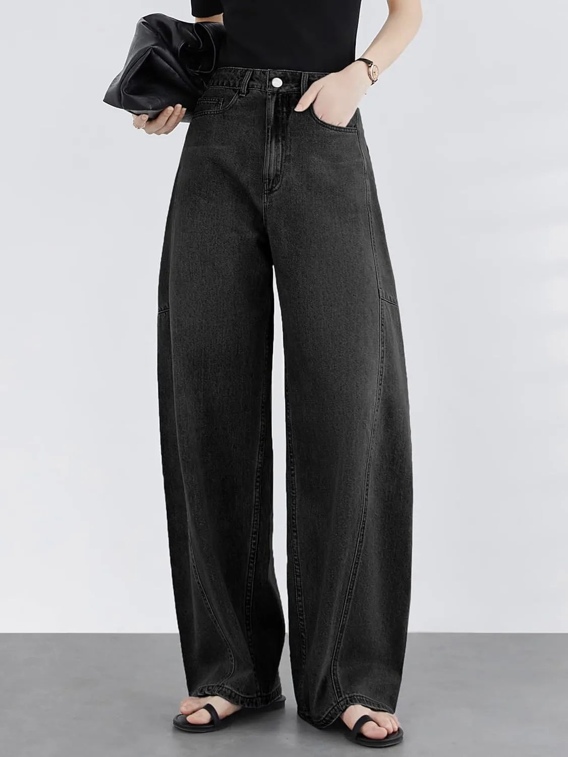 EMMIOL Women Hip Hop Baggy Jeans Wide Leg Mid-Low Waist Jeans Loose Boyfriends Pants 90s Vintage Denim Pants