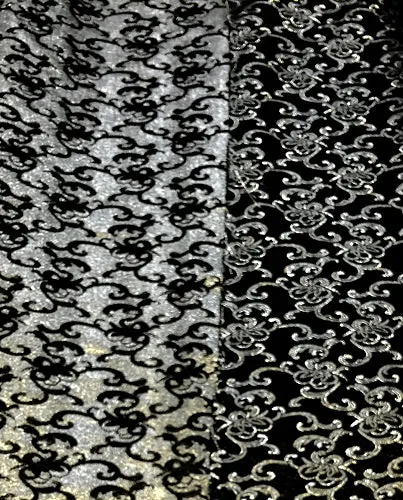 Grab Bag - Brocade - 50-inches Wide Reversible Metallic Black/Silver