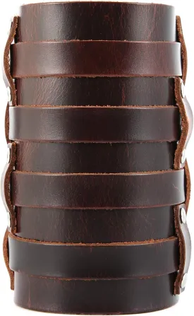 HZMAN Mens Leather Wide Triple Strap Cuff Wrap Gauntlet Wristband Buckle Fastening Arm Armor Cuff 4 Rows HZMAN Mens Leather Wide Triple Strap Cuff Wrap Gauntlet Wristband Buckle Fastening Arm Armor Cuff 4 Rows